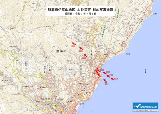 熱海市伊豆山　土砂災害斜め写真撮影　令和3年(2021年)7月6日撮影