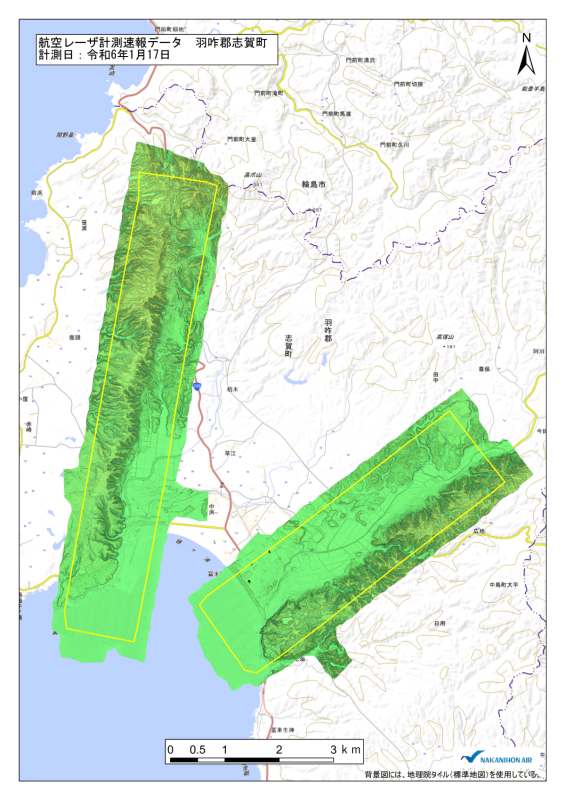 微地形表現図（羽咋郡志賀町付近）速報データ