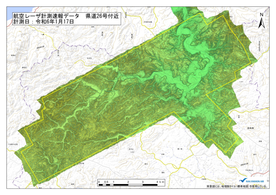 微地形表現図（県道26号珠洲穴水線付近）速報データ